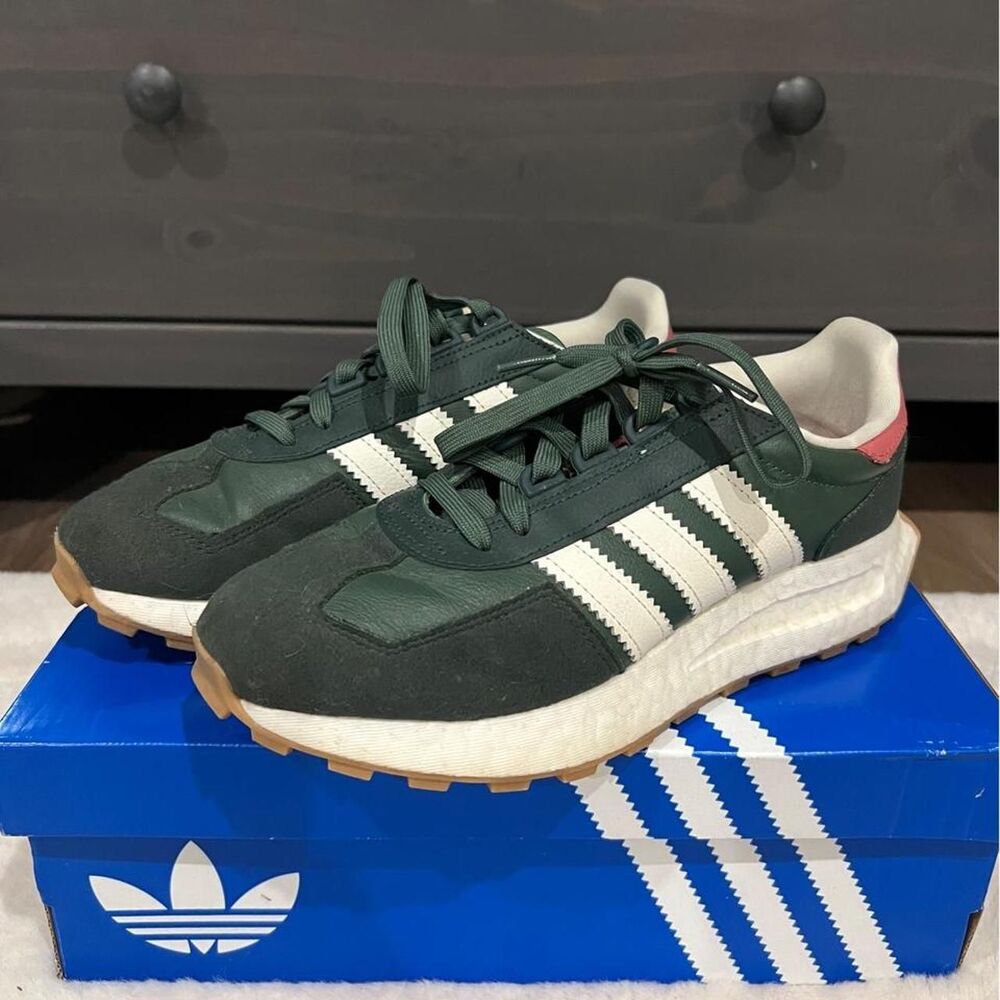 Adidas Men's Green Pink Shoes Ortholite Suede Leather